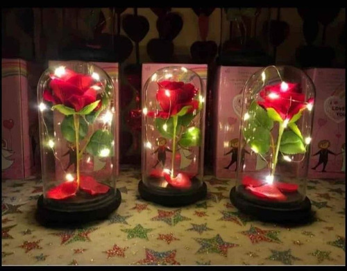 Imagen 5 de 5 de Adorno Cúpula Rosa Eterna, Inspirado En La Bella Y La Bestia