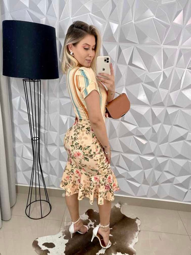 Vestido Midi Moda Evangélica Tubinho Quadril Drapeado