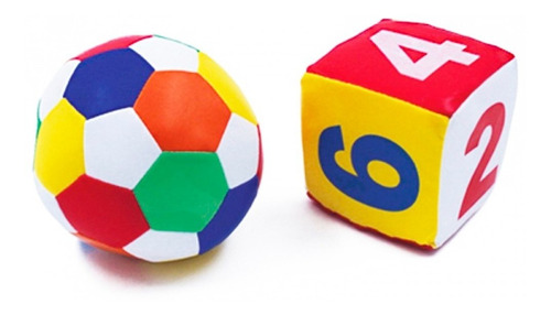 Imagem 3 de 5 de Kit Sensorial Bola E Dado Colorido Baby Kids Fofinho 2 Peças