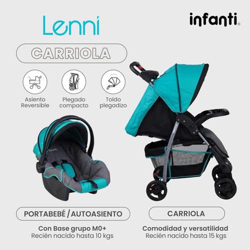 Infanti Carriola Para Bebe Lenni Turquesa Carreola Con
