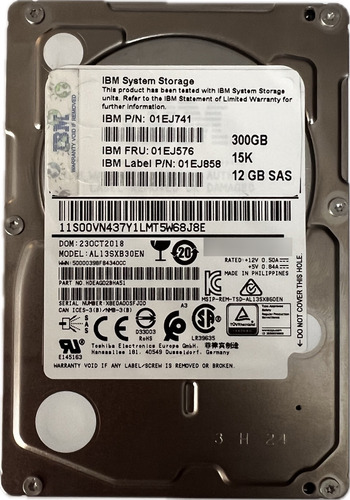 Disco Duro Ibm Storage/server 300gb 15k Sas 12gb 01ej858