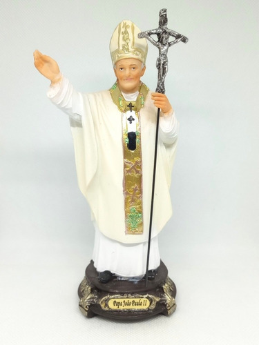 Imagem Santo Papa João Paulo Ii 15cm Resina Importada 