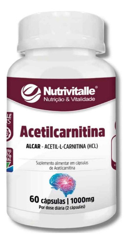 Kit 2 Un - Acetilcarnitina 1000mg 60 Capsulas Nutrivitalle