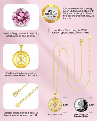 Collar De Brújula Para Mujer De Oro, Joyería De Aniversario