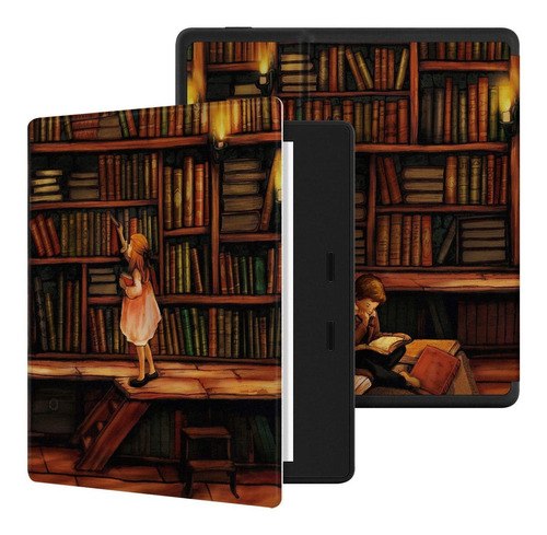 Funda Dibujo Bibliotca Para Kindle Oasis 9 / 10 Gen