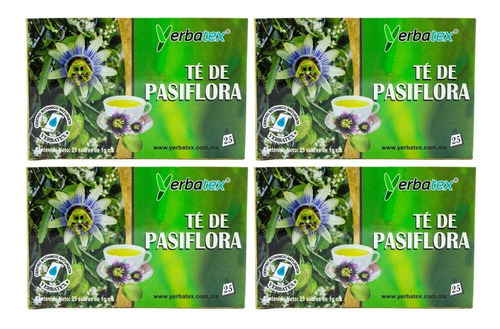 Pack 4 Té De Pasiflora Con 25 Sobres Cada Uno Yerbatex