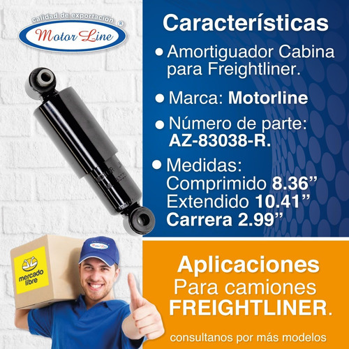 Imagen 3 de 10 de Amortiguador Para Cabina D Freightliner Columbia, Az-83038-r