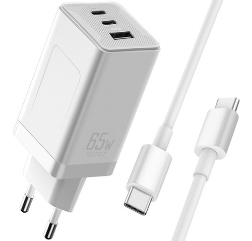 Cargador De Pared 2 Usb Tipo C Pd +1 Qc 3.0 Carga Rapida 65w