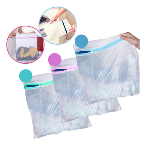 Kit 6 Sacos Saquinhos Com Ziper P Lavar Roupa Delicada P/m/g Cor Variada