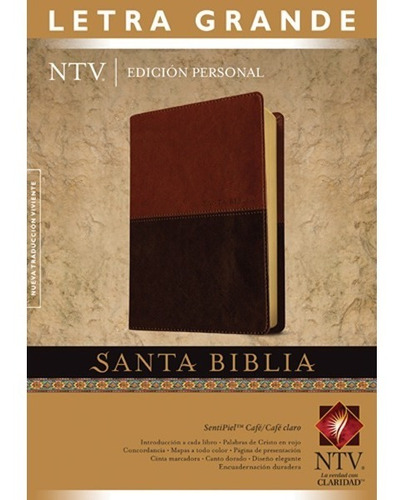 Biblia Letra Grande Ntv Canto Dorado Piel Negro / Cafe