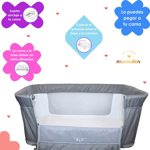 Colecho Cuna Moisés Para Bebé 2 Niveles Confety P965m - Gris