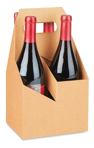 Portabotellas Para 4 Botellas De Vino - Kraft -uline -25/paq