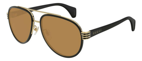 Gucci Gg0447s 002 Aviator Negro Ambar