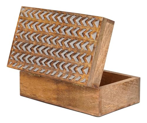 Caja De Madera Con Forma De Flecha Tallada (mediana) - Caja 