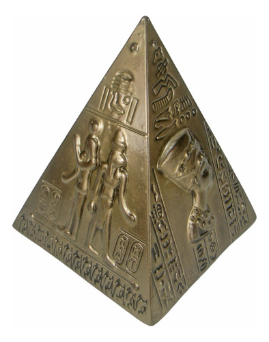 Pirâmide De Quéops Escultura Grande Pirâmide De Gizé - Egito Cor Ônix Ouro Metálico