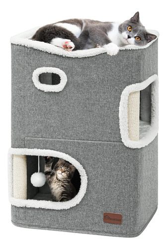 Casa Para Gatos De 2 Niveles Para Gatos De Interior Cama Cue