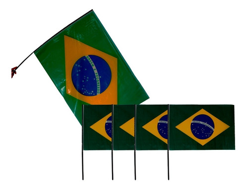 Kit Copa Do Mundo Bandeiras De Plástico Do Brasil 5 Unidades