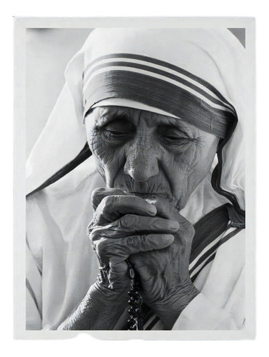 Marco de fotos de la Madre Teresa de Calcuta, marco blanco de 24 x 18 cm