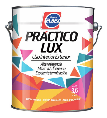 Esmalte Sintético Brillante Elbex Práctico Lux 3,6lts Color Negro