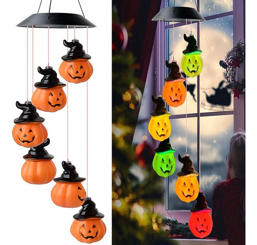 Luces Solares De Calabazas Led Campana De Viento Halloween