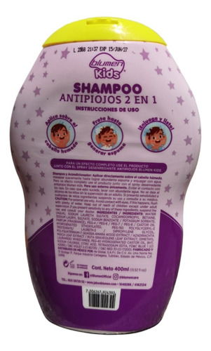 Blumen Shampoo Y Spray Antipiojos 2 En 1 Aroma Berries