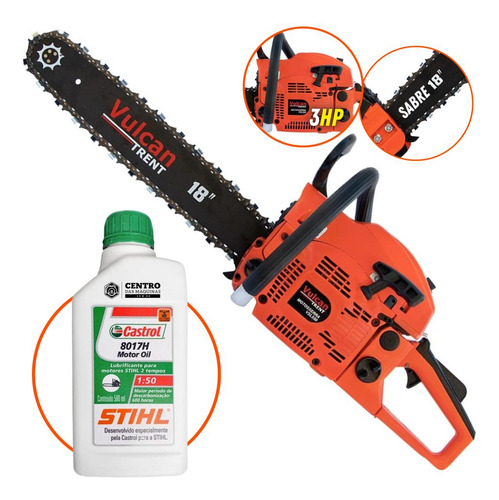 Moto Serra Com Óleo Castrol Stihl - Vulcan Vsl550 55cc 3hp