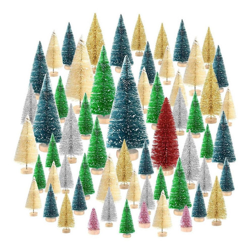 60 Mini Arboles De Navidad Kuuqa 7 Colores Y 8 Tamaños