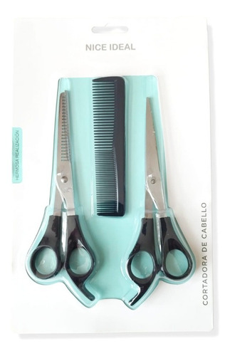Imagen 1 de 3 de Set Tijeras Corte De Pelo Entresacar Lisa Peine Peluquera
