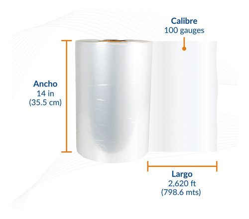 Rollo Plástico Poliolefina Termoencogible 14in Cal100 798m