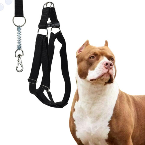 Coleira Para Pit Bull Anti Puxao Peitoral Guia Reforçada Top Cor Preto Liso Tamanho da coleira GG