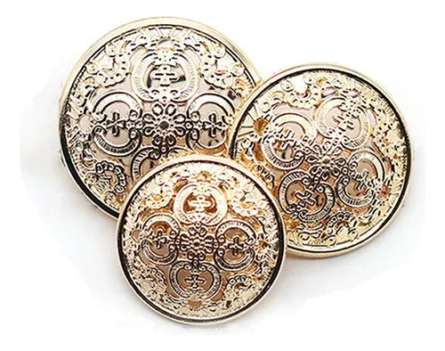 5 Botones De Metal Huecos, Color Negro, Plateado, Dorado, Bo