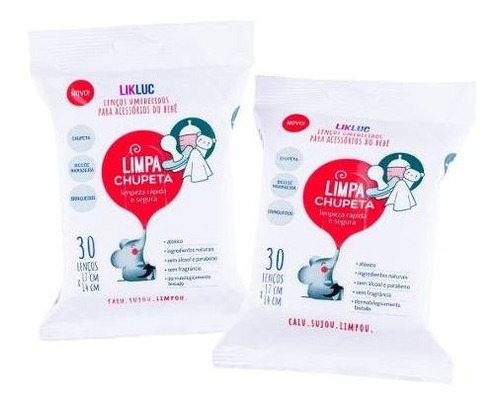 Kit Com 2 Lenços Umedecidos Limpa Chupeta ® Limpeza Likluc