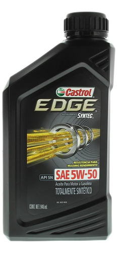 2 Pack Aceite Para Motor Sintetico Edge Castrol 5w50