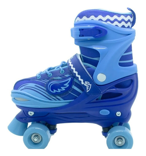 Patins Roller 4 Rodas Com Luz 34 A 37 Ajustável Azul
