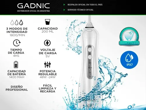 Ducha Bucal Irrigador Dental Gadnic Blanqueamiento 1400 Mah 36.289