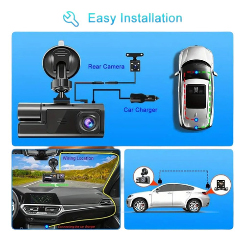 Cámara Automóvil Carro/camioneta Seguridad Dashcam 3 Lentes