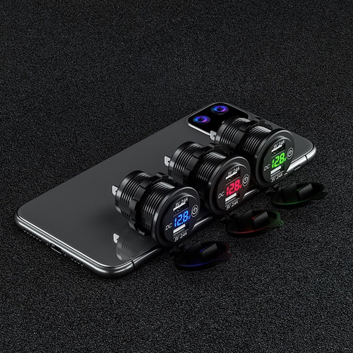 2 Unids Cargador Impermeable Coche Dual Usb Qc3.0 Enchufe In