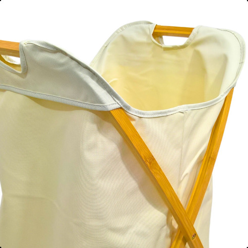 Cesto De Roupa Organizador Multiuso Em Bambu E Tecido Oxford