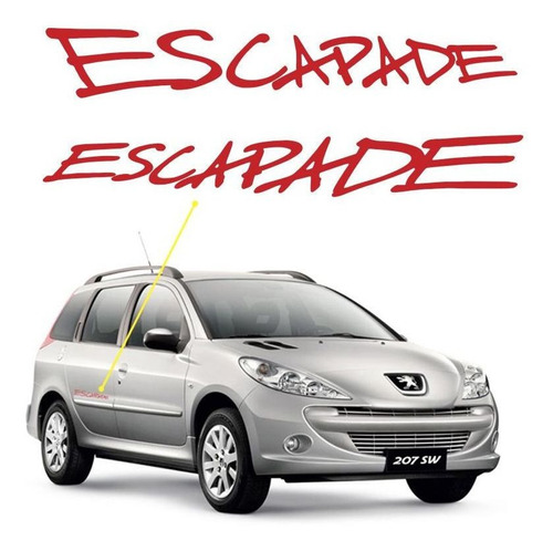 Adesivo Escapade Peugeot 206 Sw Emblema Lateral Vermelho