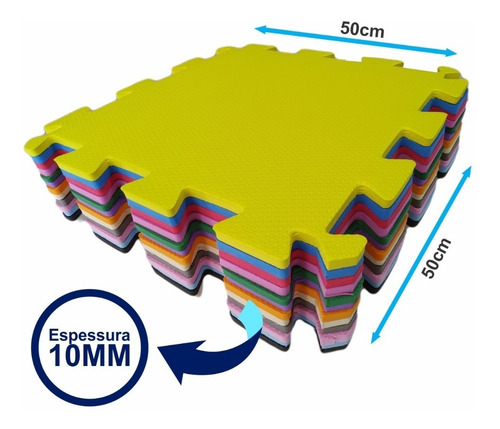 Kit 20 Tapetes Infantil Emborrachado 50x50 10mm Tatame Eva