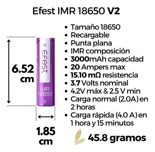 Batería 18650 Efest 3000mAh-35A