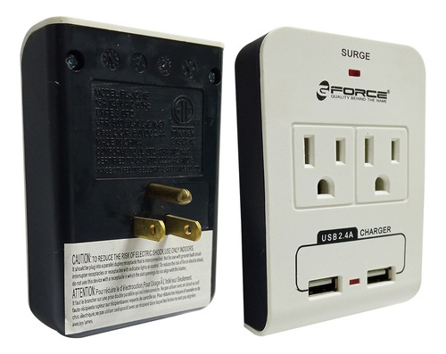 Protector De Voltaje Enchufable 2 Tomas + 2 Usb 125v 15amp