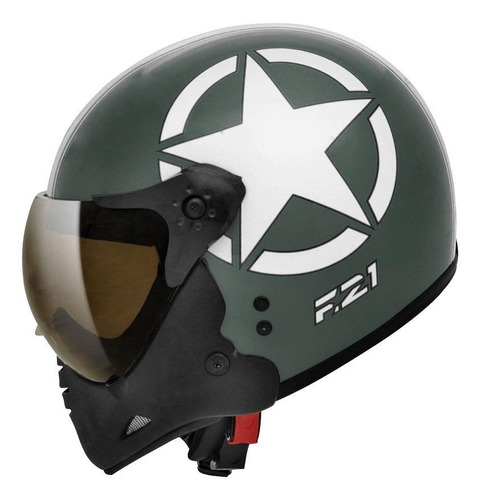 Capacete para moto  escamoteável Peels  F-21  verde-militar e branco army us tamanho 60 