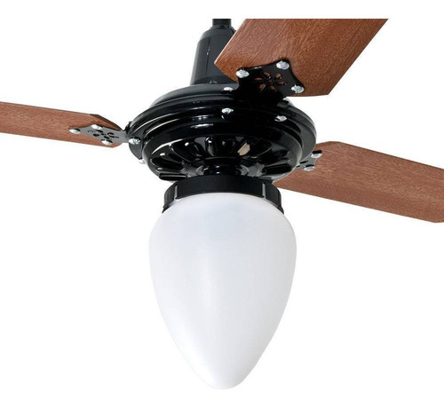 Ventilador De Teto Pera Preto Pás Mogno Loren Sid