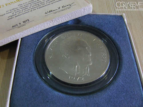 Gran Moneda Plata Proof 20 Balboas 1972 Panamá Estuche Cert