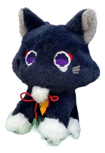 Gato Negro Scaramouche De Peluche Genshin Anime Kawaii 22 Cm