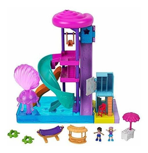 Polly Pocket Pollyville Super Slidin 'water Park Con Micro