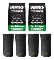 Comprar Combo 2 Sustratos Growmix 20 L + 4 Macetas Geotextiles 10 L