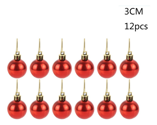 Par de bolas de árbol de Navidad, 30 mm, para colgar en casa, 9444, color rojo