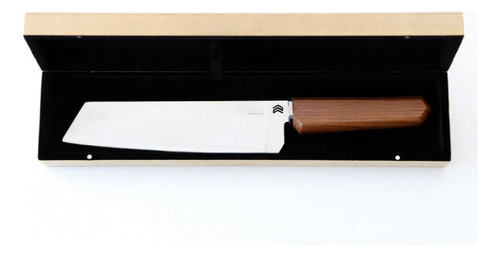 Faca De Cozinha Japonesa Santoku 8 Polegadas Inox Madeira 